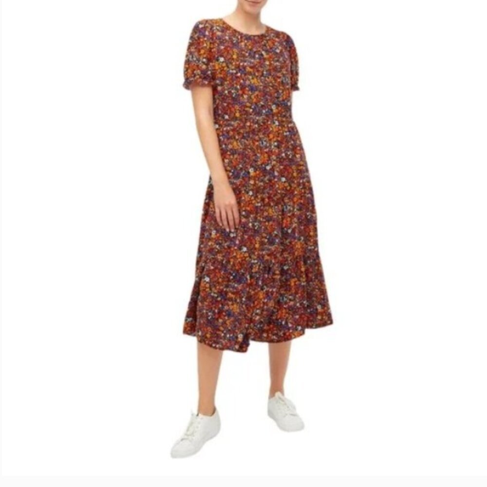 J. Crew Floral Tiered Short Puff Sleeve Dress Size XS - Picture 2 of 11